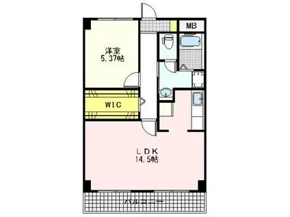 ラ・ベルトゥール(1LDK/8階)の間取り写真