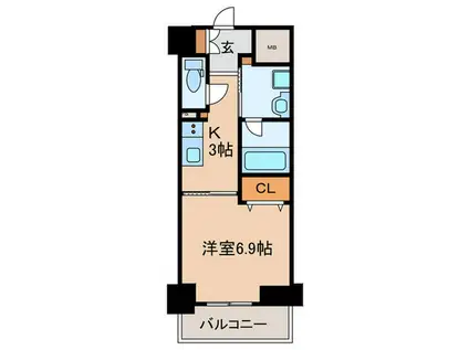 TENAS今池(1K/7階)の間取り写真