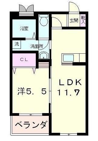 ハートフル・セイシーズ(1LDK/1階)の間取り写真
