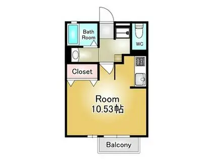 アルコバレーノ(ワンルーム/1階)の間取り写真