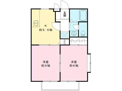 サウザンハイツ(2K/2階)の間取り写真