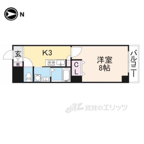 フリーディオ天の川(1K/2階)の間取り写真