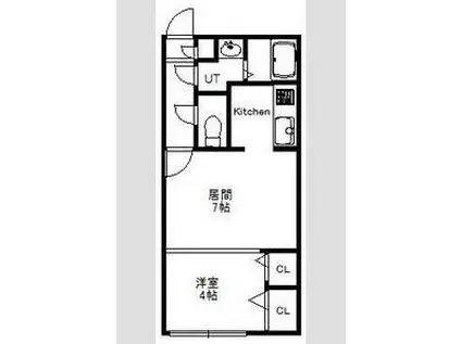ファインブルーム学園前(1DK/4階)の間取り写真