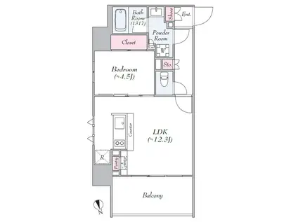 LOG浅草CLASSIC(1LDK/4階)の間取り写真