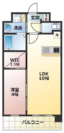 MIELE昭和町(1LDK/8階)の間取り写真