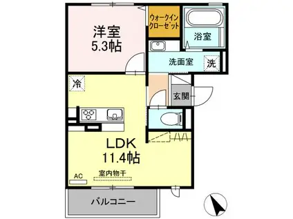 ブルーム(1LDK/2階)の間取り写真