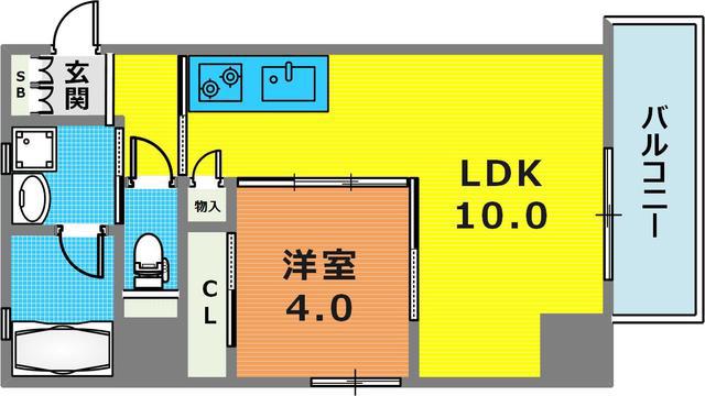 アヴェニール永沢(1LDK/6階)の間取り写真