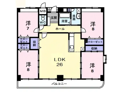 クラシオン・ルガールイシカワ(4LDK/5階)の間取り写真
