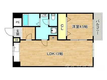 大宮マンション(1LDK/2階)の間取り写真