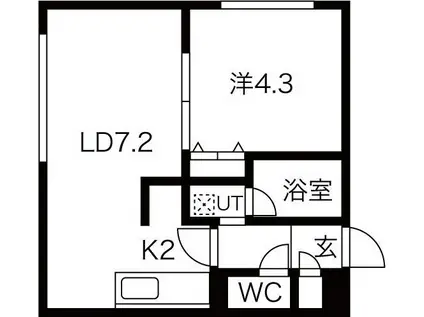 FLAT SHORE(1LDK/4階)の間取り写真