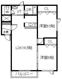 グランデール豊岡I(2LDK/1階)の間取り写真