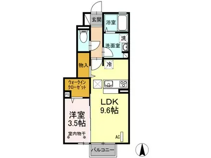 クレールシャンブル A(1LDK/1階)の間取り写真