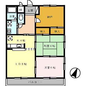 グランドハイツ(2SLDK/1階)の間取り写真