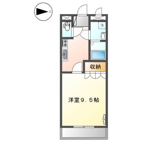 メルヴェーユ宮崎(1K/2階)の間取り写真