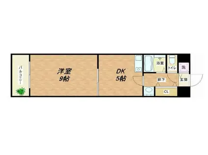 グリーンプラザ瓦町(1DK/2階)の間取り写真