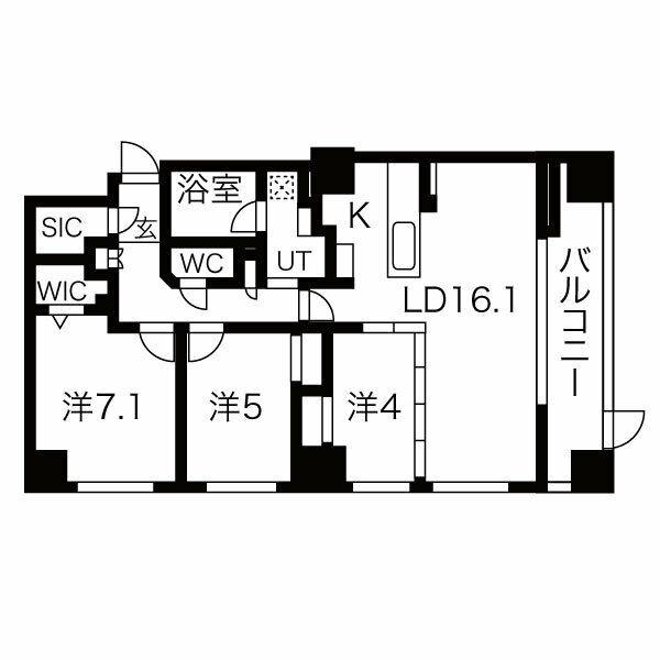 ラ・クラッセ札幌ステーションルミエール(3LDK/5階)の間取り写真