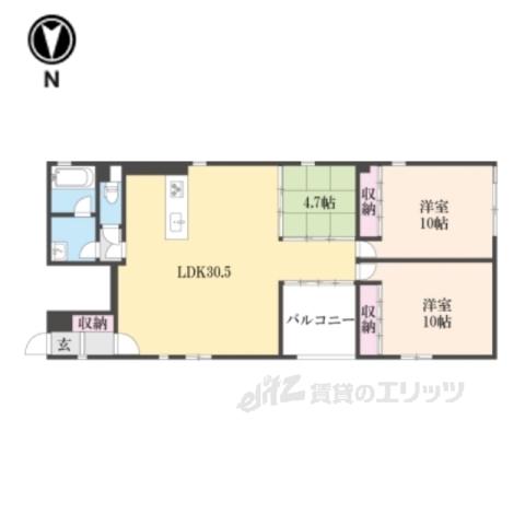 パーシモン御所南(3LDK/2階)の間取り写真