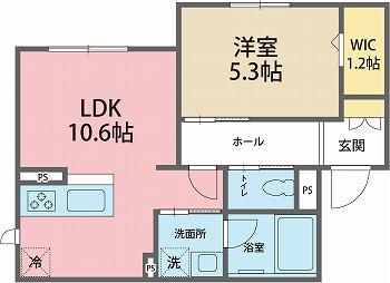 カーサエルガノ(1LDK/1階)の間取り写真