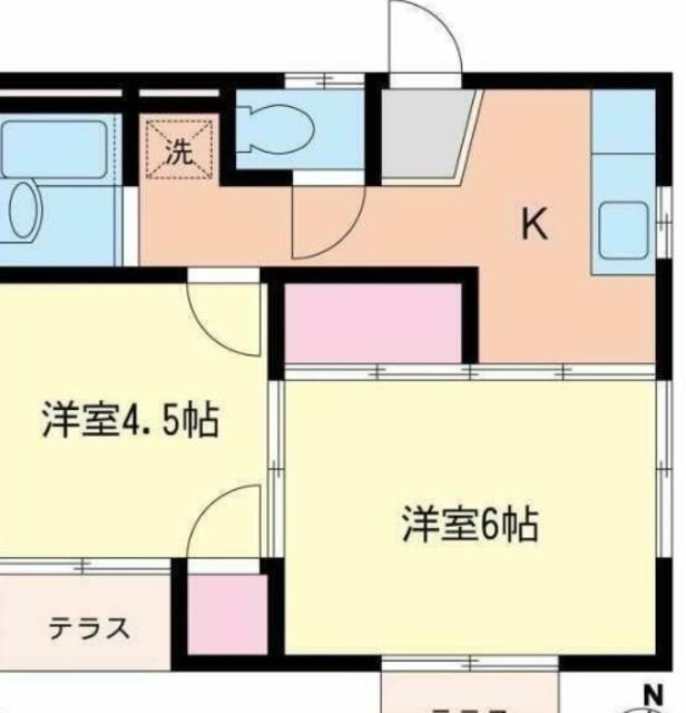 サン亀甲山 B棟(2K/1階)の間取り写真