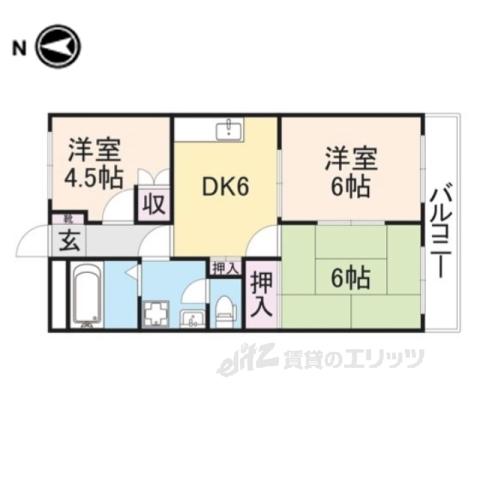 フローラルコート2番館(3DK/2階)の間取り写真