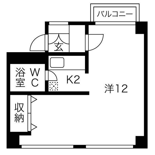 アサヒコートハウス(1K/2階)の間取り写真