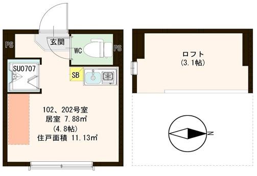 シャカラート大島(ワンルーム/1階)の間取り写真