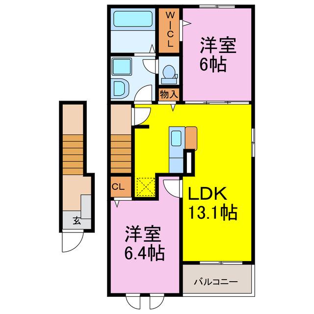 グリーン プロムナード(2LDK/2階)の間取り写真