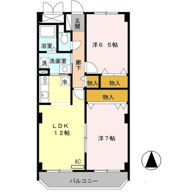 エルロード住吉7号館(2LDK/3階)の間取り写真