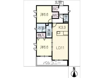 ラコンテ古径(2LDK/3階)の間取り写真