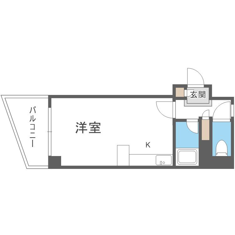 シャトレーヌ北島(ワンルーム/1階)の間取り写真