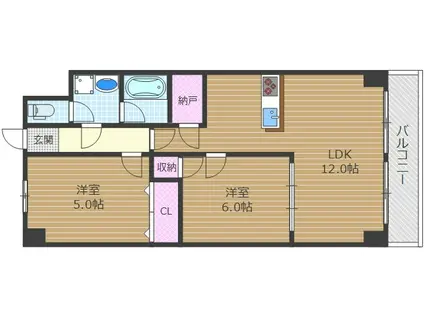 MSヒルズ千里丘ノウス(2LDK/4階)の間取り写真