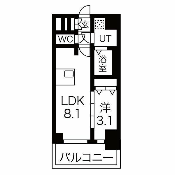 ファステート名古屋駅前ドリーム(1LDK/11階)の間取り写真