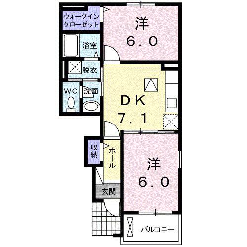 ESGARDENB(2DK/1階)の間取り写真