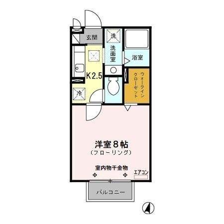 レジデンツ藤C(1K/1階)の間取り写真