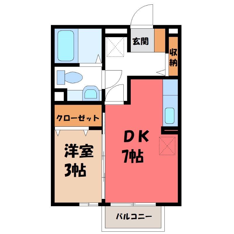 ヘイスティング A(1DK/1階)の間取り写真