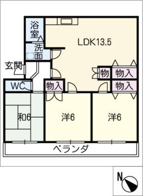 スカイタウン大山(3LDK/2階)の間取り写真