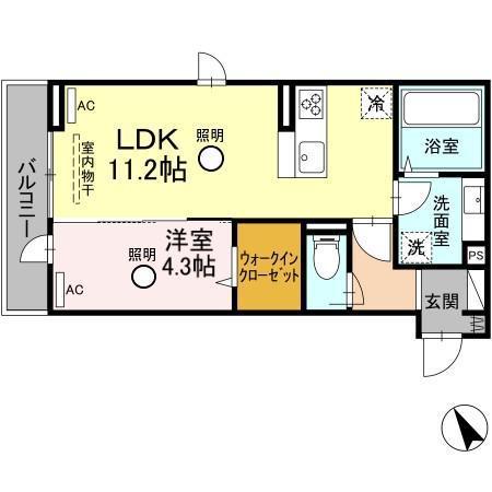 セレブ武蔵塚(1LDK/3階)の間取り写真