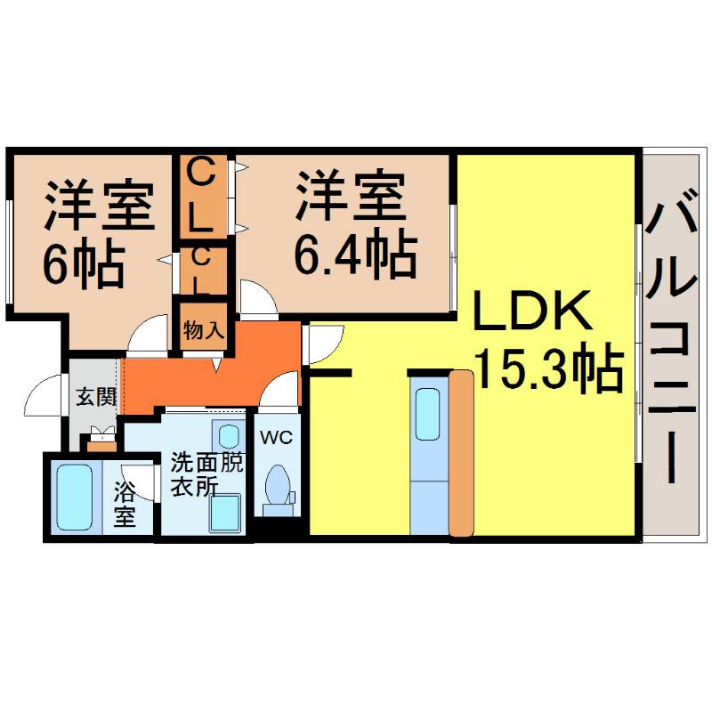 ラ・パス大井橋(2LDK/4階)の間取り写真