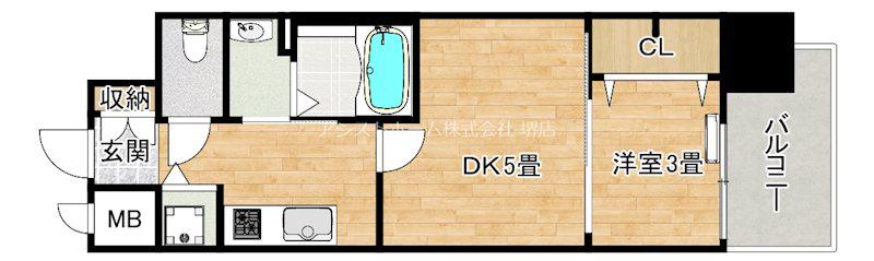 ARTIZA堺(1DK/11階)の間取り写真