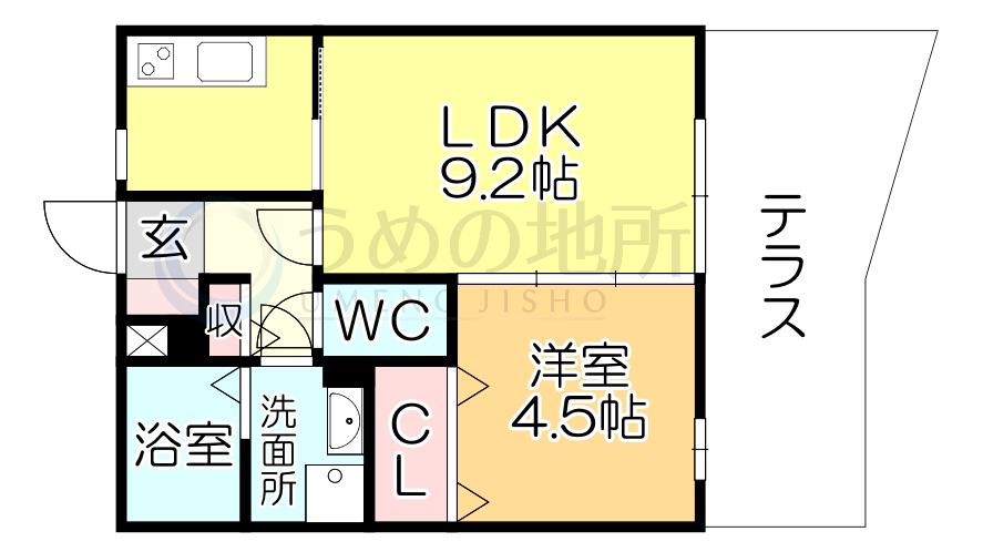 メルベーユ・ドミールD棟(1LDK/1階)の間取り写真