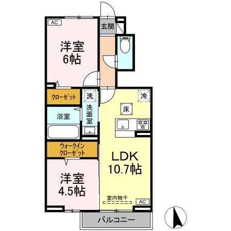 アスクレオ(2LDK/1階)の間取り写真