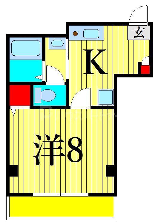 YS FLAT入谷(1K/3階)の間取り写真
