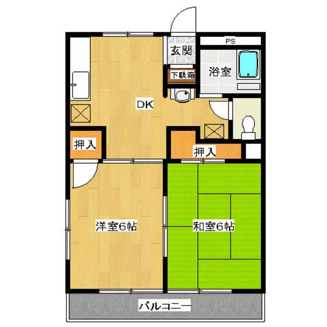 サンハイツ西八王子(2DK/2階)の間取り写真