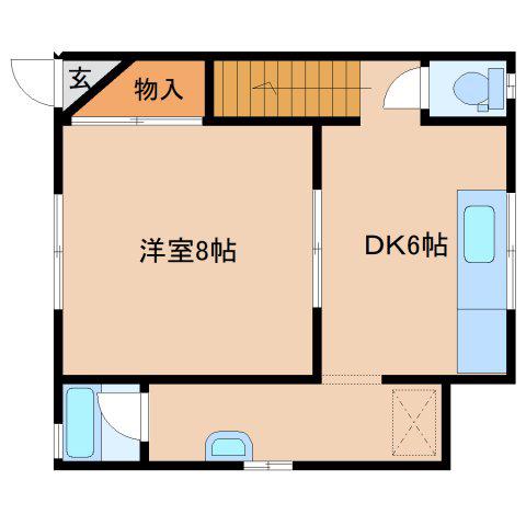 中島コーポ(1DK/2階)の間取り写真