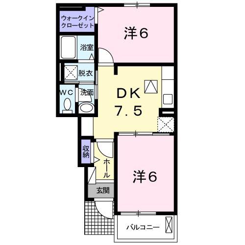 ハウスアイIII(2DK/1階)の間取り写真