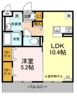 BLESS港南上大岡A棟(1LDK/1階)の間取り写真