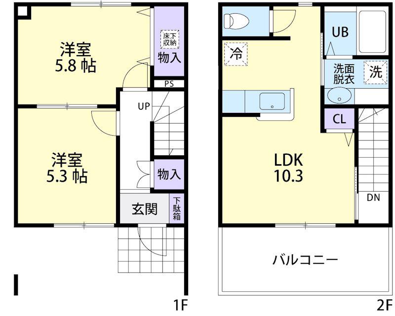 VIVALES II A(2LDK/1階)の間取り写真