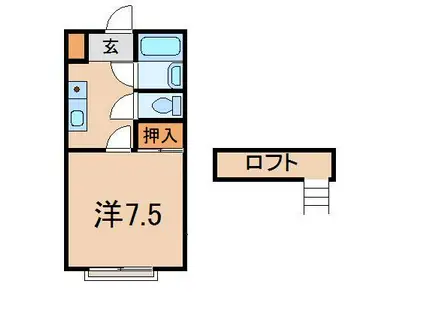 クレールII(1K/1階)の間取り写真