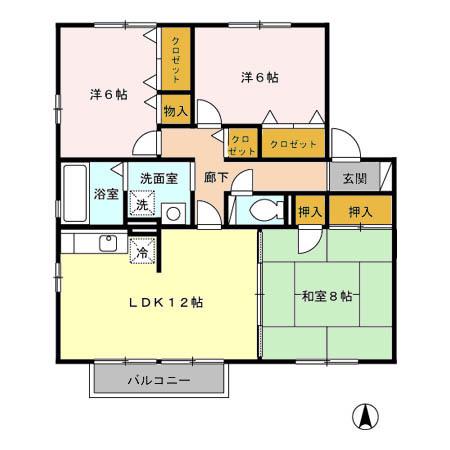 ラポールA(3LDK/2階)の間取り写真
