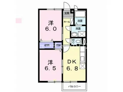 エルガーデンB(2DK/1階)の間取り写真
